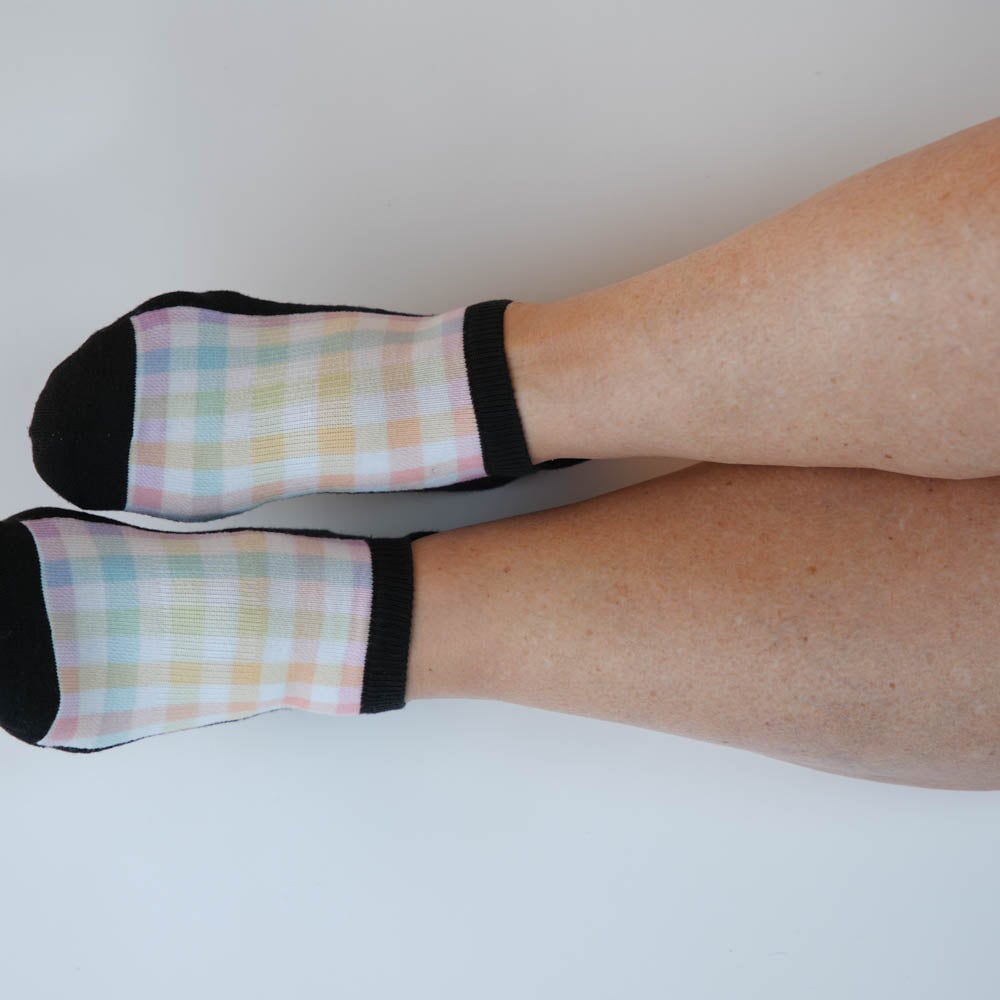 Pastel Plaid Ankle Socks