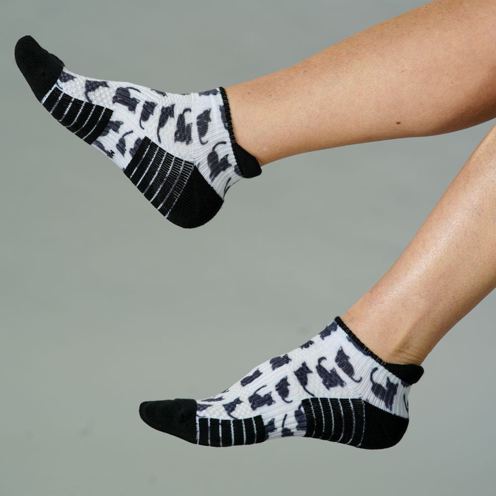 Black Meows Ankle Compression Socks