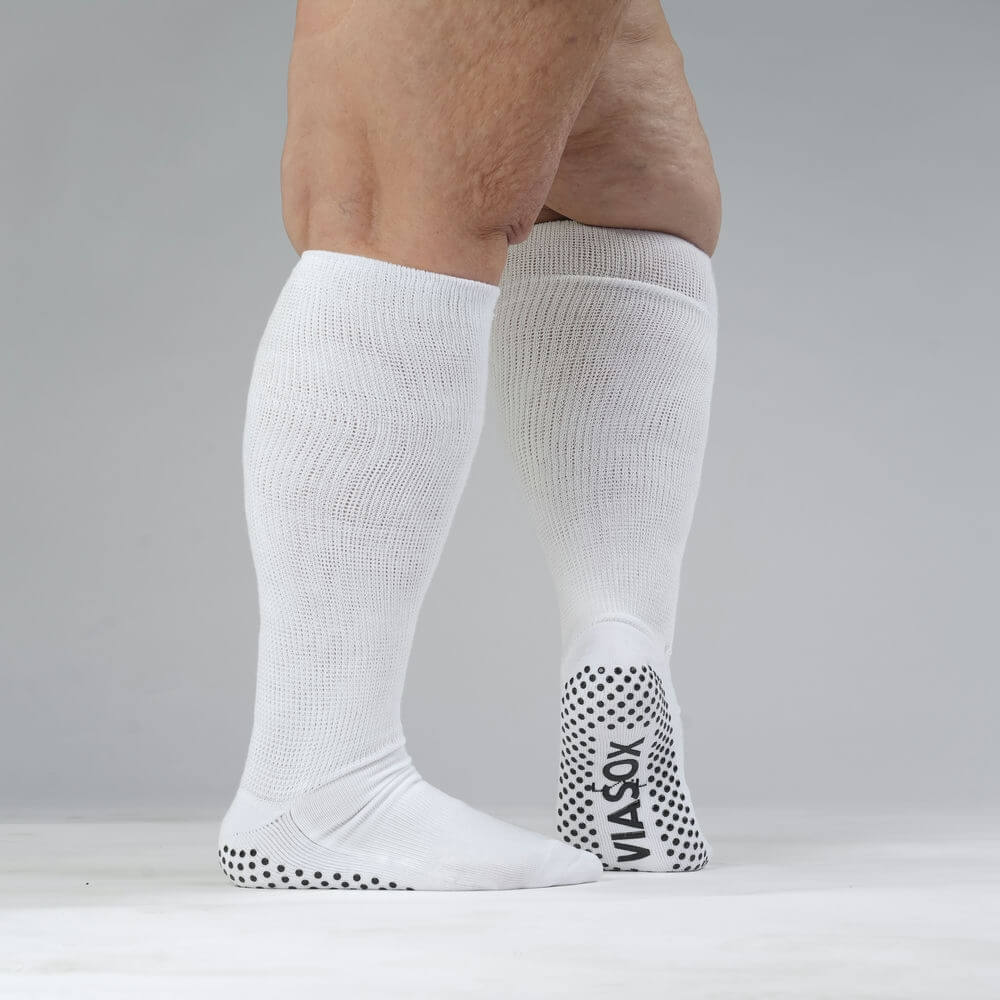 White EasyStretch™ Gripper Socks