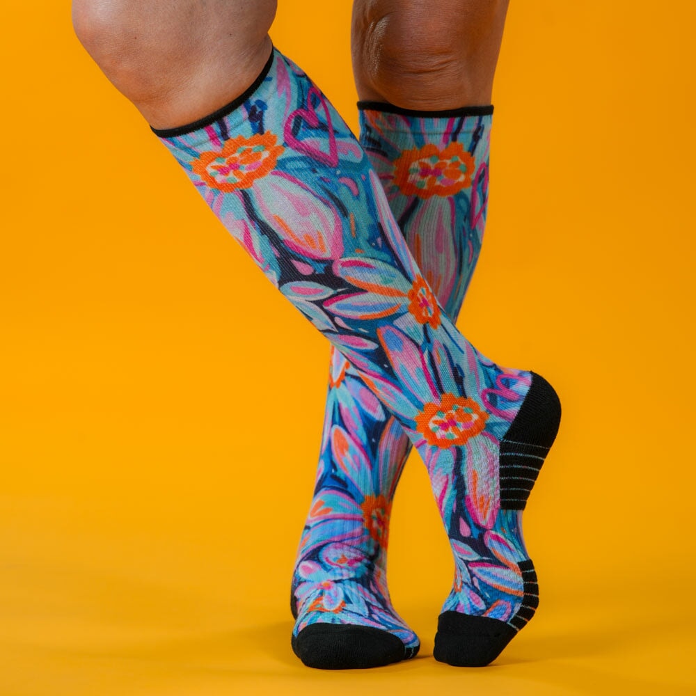 Daisy Blue Compression Socks