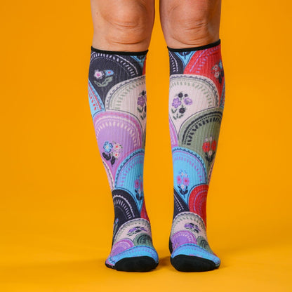 Flower Plates Compression Socks