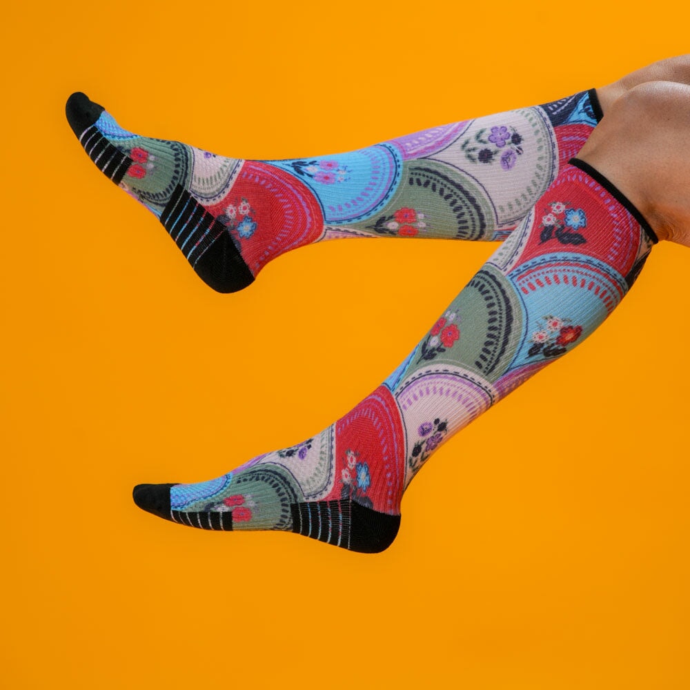 Flower Plates Compression Socks