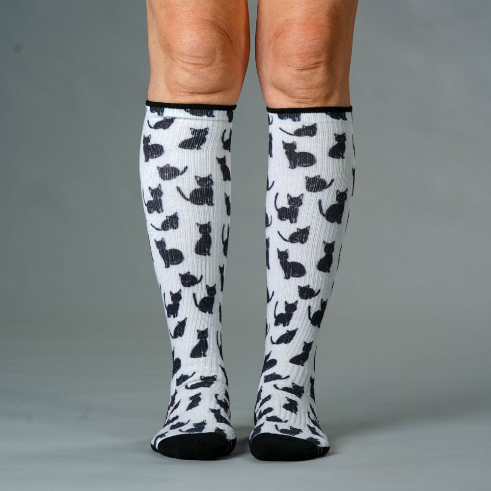 Black Meows Compression Socks