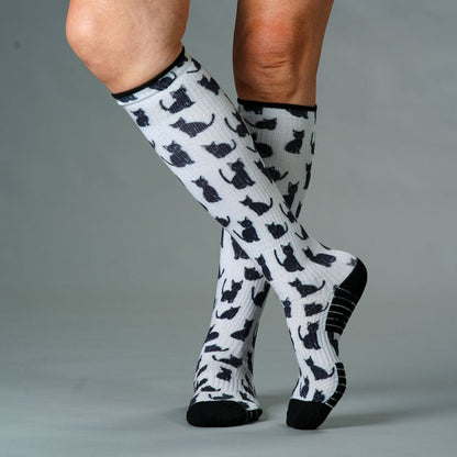 Black Meows Compression Socks