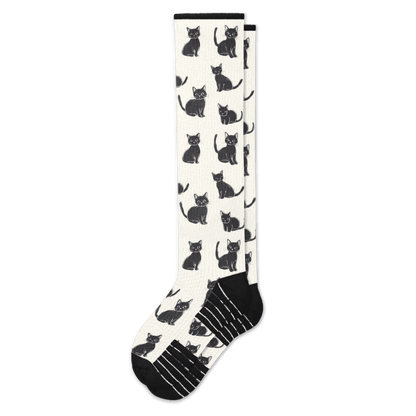 Black Meows Compression Socks