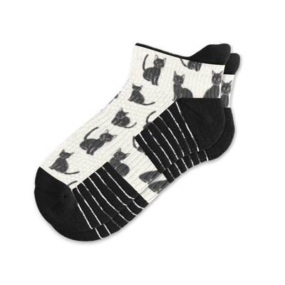 Black Meows Ankle Compression Socks