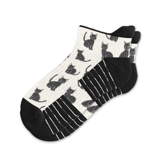 Black Meows Ankle Compression Socks