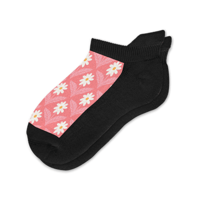 Coral Daisy Ankle Socks