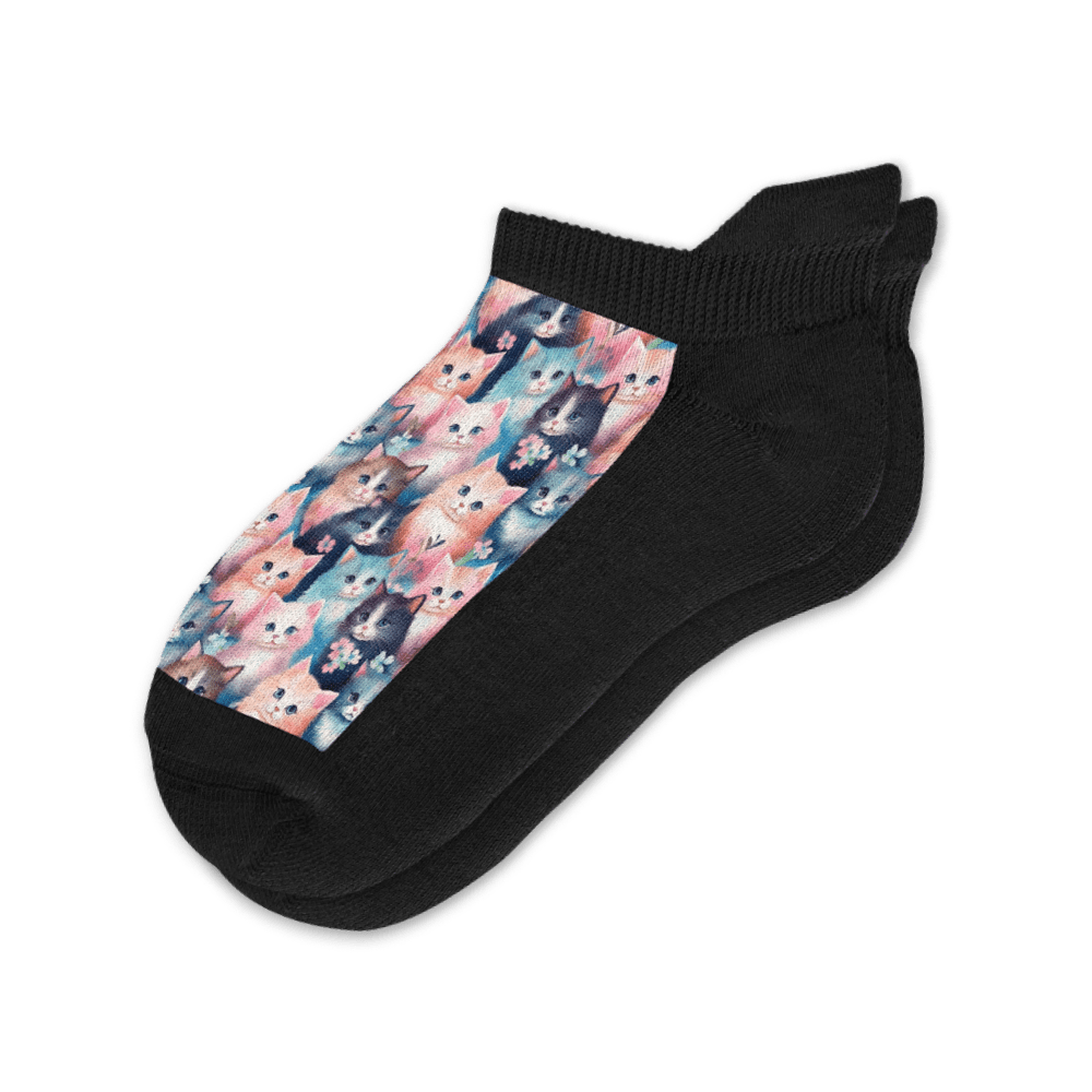 Flower Cats Ankle Socks