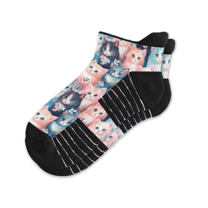 Flower Cats Ankle Compression Socks