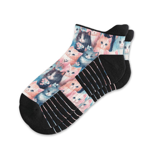 Flower Cats Ankle Compression Socks